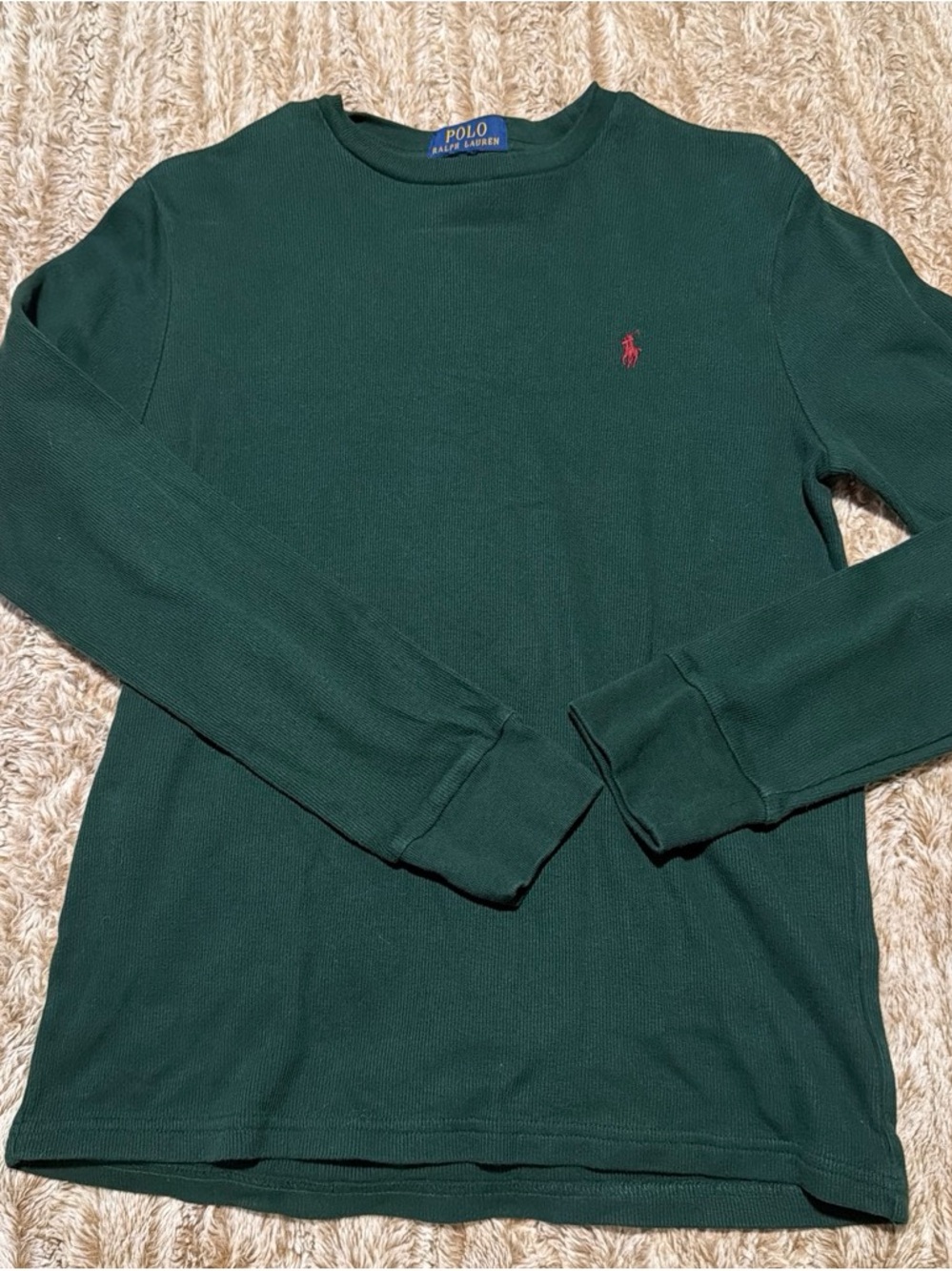 Polo by Ralph Lauren Men's Forest Green Long-Sleeve Crewneck Shirt
